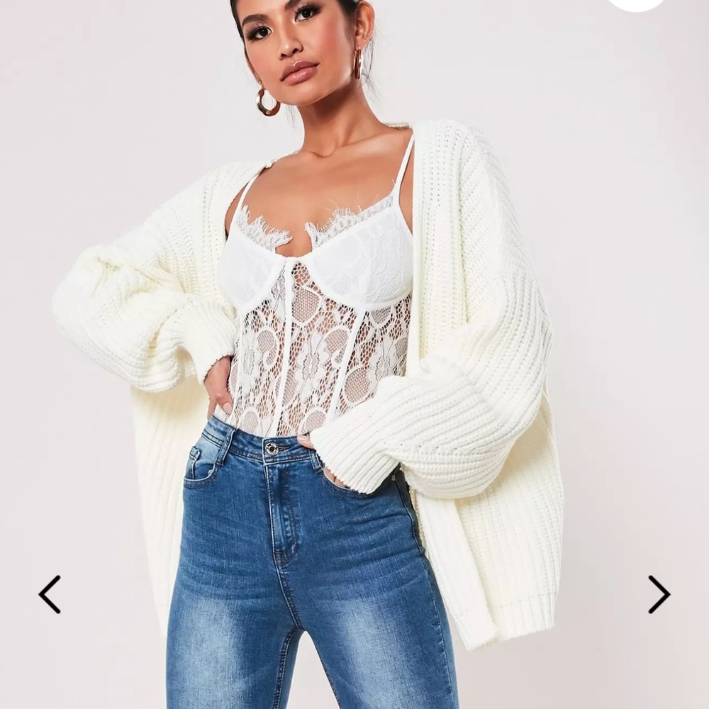 Missguided White Batwing Oversized Knit Cardigan